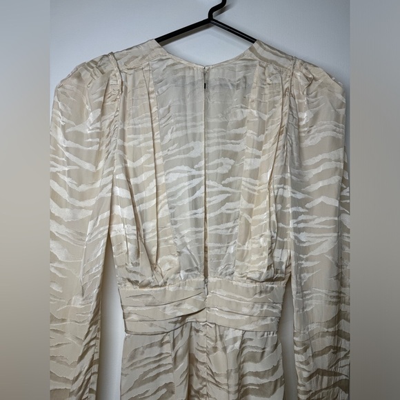 NWT Ronny Kobo Lillian Tapioca Zebra Silk Blend Puff Sleeve Mini Dress Size XS - Picture 12 of 17